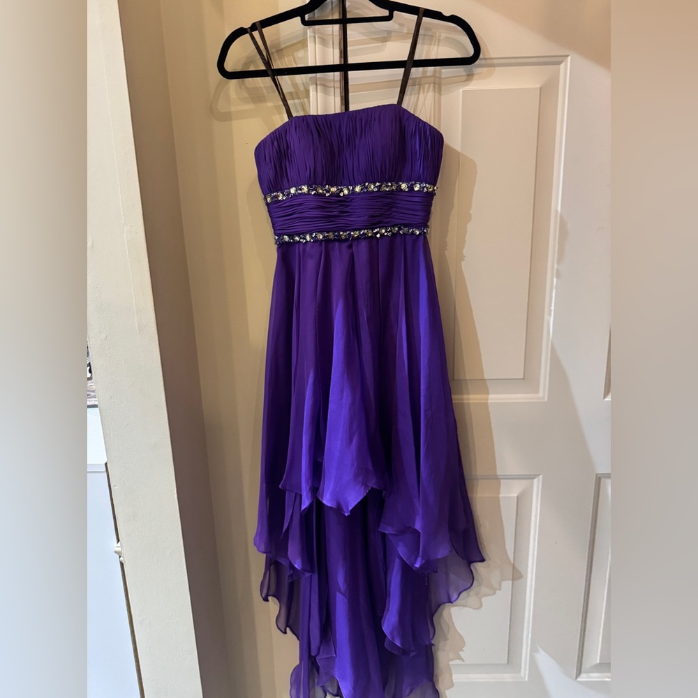 Camille La Vie Purple strapless Prom Dress With crystal Embroidery Stones 00